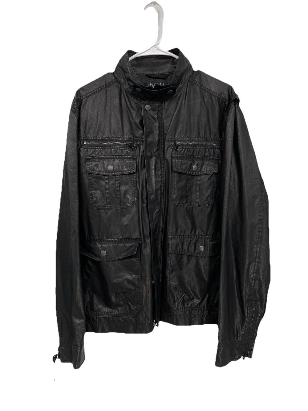 Theory Jacket Delancy Rockit Black Waxed Finish Men’s Size XL